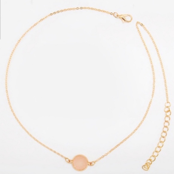 💕 1 left💕Rose Druzy Crystal Gold Charm Necklace - Picture 5 of 5